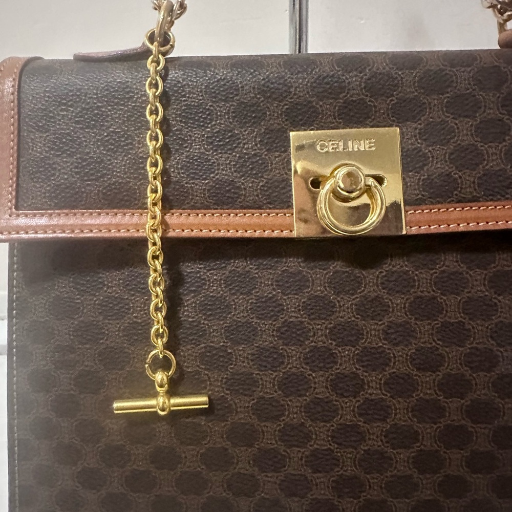 Celine Macadam Brown Canvas HandBag PVC - Picture 2 of 15